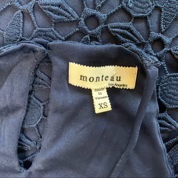 Monteau Women’s High Neck Crochet Overlay Dress, Size XS - Picture 7 of 11